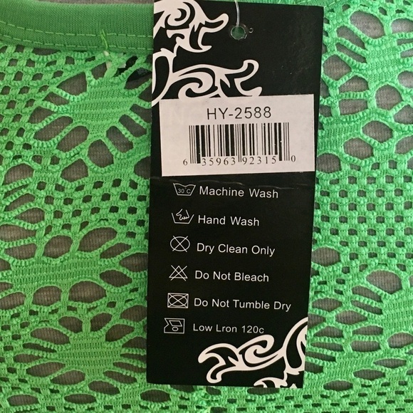 HOTS-Wing Neon Green Swimsuit Coverup Dress - Picture 7 of 7